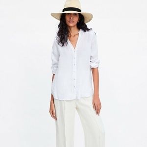 zara white linen shirt